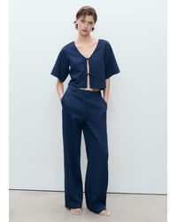 Mango - Flowy Denim Top With Bows - Lyst