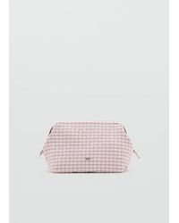 Mango - Checked Cotton Wash Bag - Lyst