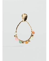 Mango - Hanging Hoop Earrings With Ball Detail - Lyst