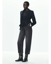 Mango - Blazer Peplum Tasche Blu Marino Scuro - Lyst