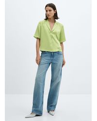 Mango - Short-sleeved Satin Shirt - Lyst