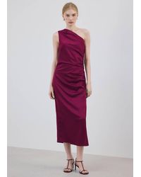 Mango - Asymmetrical Satin Dress With Side Slits - Lyst