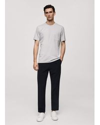Mango - Slim Fit T-shirt With Pocket Ice - Lyst