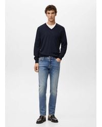 Mango - Jan Slim-Fit Faded Dark-Wash Jeans - Lyst