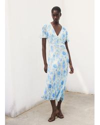 Mango - Short-Sleeved Floral Midi Dress - Lyst