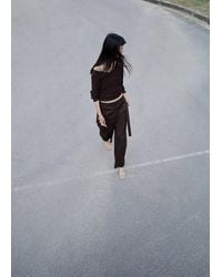 Mango - Straight-Leg Trousers With Detachable Scarf - Lyst