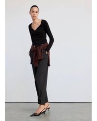 Mango - Fitted V-Neck T-Shirt - Lyst