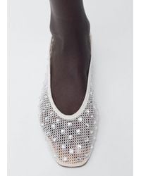 Mango - Mesh Rhinestone Ballet Flats - Lyst
