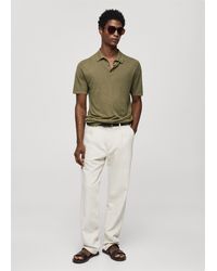 Mango - Buttoned Micro-structure Knitted Polo Shirt - Lyst