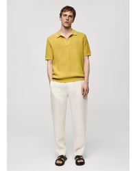 Mango - Braided Knit Polo Shirt - Lyst