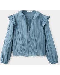 MANGO TEEN - Pleated Blouse With Ruffles - Lyst