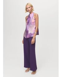 Mango - Tie-Dye Blouse With Foulard - Lyst