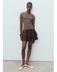 Mango - Abito Righe Combinato Marrone - Lyst