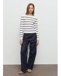Mango - Pull-Over Maille Fine Col Bateau Écru - Lyst