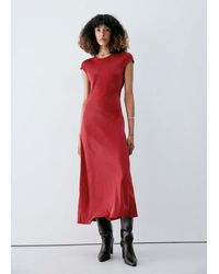 Mango - Short-Sleeved Dress With Asymmetric Seams - Lyst