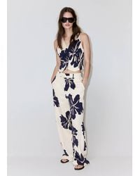 Mango - Floral Print Lyocell Straight-Leg Trousers - Lyst