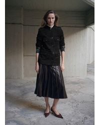 Mango - Suede Jacket With Strap Collar - Lyst