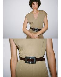 Mango - Cintura Sottile Maxi Fibbia Cioccolato - Lyst