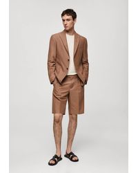Mango - Slim Fit Linen And Cotton Suit Jacket Burnt - Lyst