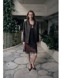 Mango - Leather Jacket With Buttons - Lyst