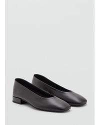 Mango - Leather Flat Shoes - Lyst