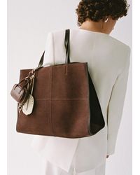 Mango - Suede Leather Shopper Bag - Lyst