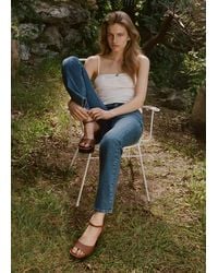 Mango - Ribbed Embroidered Top - Lyst