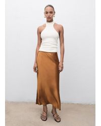Mango - Midi Satin Skirt - Lyst