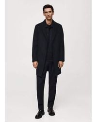 Mango - Long Recycled Wool Coat Dark - Lyst