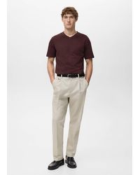 Mango - 100% Cotton Slim-Fit V-Neck T-Shirt - Lyst