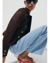Mango - Wide Leg Mid-Rise Jeans With Pockets - Lyst