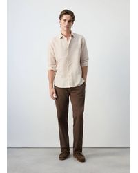 Mango - Linen-Cotton Blend Stripe Shirt - Lyst