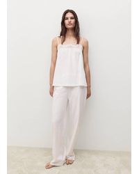 Mango - Cotton Top With Lace Straps - Lyst
