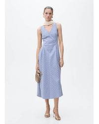 Mango - Striped Flared Midi-Dress - Lyst