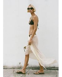 Mango - Linen-Blend Scarf With Frayed Ends - Lyst