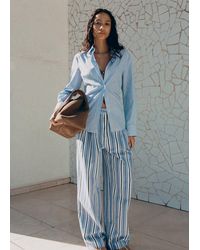 Mango - Wide Leg Striped Jeans - Lyst