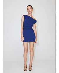 Mango - Asymmetric Neckline Dress With Knot Detail - Lyst
