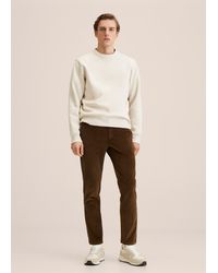 Mango Tapered Cropped Corduroy Trousers Tobacco Brown