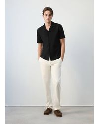 Mango - Regular Fit Cotton Blend Textured Shirt - Lyst