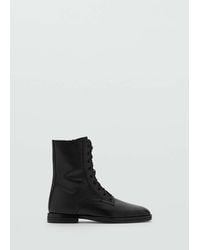 Mango - Lace-Up Leather Ankle Boots - Lyst