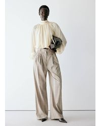 Mango - Gathered High-Neck Blouse - Lyst
