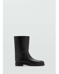 Mango - Rounded Toe Leather Ankle Boots - Lyst