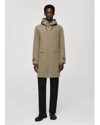 Mango - Water-Repellent Hooded Barn Jacket Khaki - Lyst