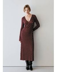 Mango - V-Neck Polka Dot Dress - Lyst