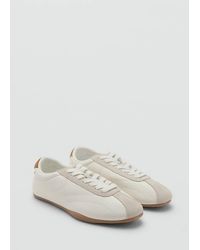 Mango - Contrasting Panel Leather Sneakers - Lyst