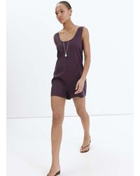 Mango - Linen Jumpsuit With Open Back - Lyst