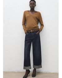 Mango - V-Neck Knit Sweater - Lyst