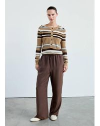Mango - Pull-Over Côtelé À Rayures Marron - Lyst