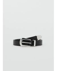 Mango - Leather Belt With Metal Detail - Lyst