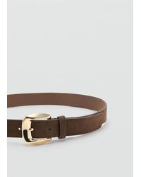 Mango - Suede Belt With Square Buckle - Lyst